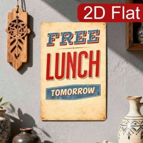 CIFbuy 1pc Retro Free Lunch Tomorrow Metal Sign 8x12, 8x12, 2D Flat Tinplate Wall Decor（TomikTomorrow, TomikTomorrow, Theme Self-pickup Logiopics