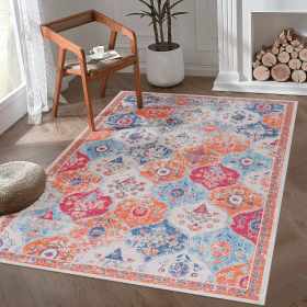 MAVAL Cream Washable Rug 5x8 Area Rug (Cream, 5' x 8')
