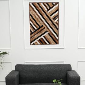 Wall Art Hairon Leather Wall Decor With Wooden Frame-30x20"