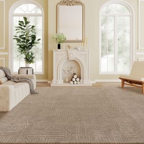 6x9 Area Rug, Luxurious Faux Fur Rug, Non-Slip Floor Carpet for Living Room, Bedroom, Dining Room, Tan