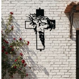 CIFbuy Vintage Farmhouse Metal Cross Wall Decor, Distressed Rustproof Hanging Christian Ornament, Inspirational Accent for Indoor, Outdoor Living (Option: 96804067)