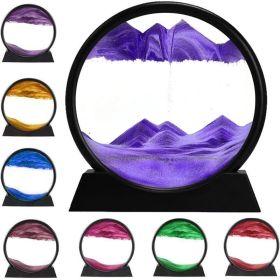 3D Dynamic Sand Art Liquid Motion, Moving Sand Art Picture Round Glass 3D Deep Sea Sandscape In Motion Display Flowing Sand Painting Relaxing Des (Option: Blue)