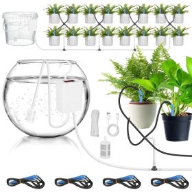 Programmable Automatic Drip Irrigation System for Potted Plants, 0-600s Watering Time 1-12H/0-9Day Interval Type-C Rechargeable Cordless Plant Wa (Option: As pic)