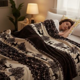 1PC Soft Fleece Throw Blanket, Lightweight Warm Plush Blanket For Camping Sofa Bedroom (Option: Brown-60x80 inch)