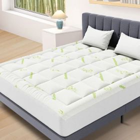 Mattress Protector, Thickened Mattress Pad with Bamboo Fiber Viscose Filling (Option: KING)