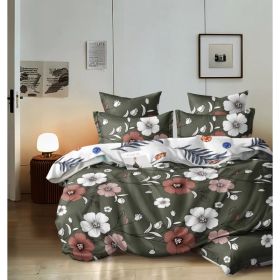 Duvet Cover Set 5-Piece, Queen Size - Includes Duvet Cover with Ties, 2 Pillowcases & 2 Decorative Shams | Ultra-Soft Microfiber Bedding Set, Mac (Option: Green-King)