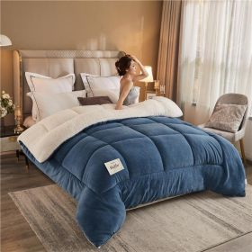 1PC Reversible Sherpa Comforter, Ultra Warm Thick Plush Bedding Quilt For Cold Winter (Option: 53x79 in-Blue)