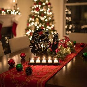 CIFbuy Santa Claus Rustproof Iron Candle Holder Rustic Farmhouse Holiday Table Centerpiece Cozy, Winter Decor, for Fireplace Mantel Thoughtful, G (Option: 49442954)