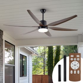 Large 74in Ceiling Fans With Lights And Remote 6 Speeds Ceiling Fan 6 Blades, Indoor Modern Ceiling Fan Light For Living Room Bedroom Dining Room (Option: Black)