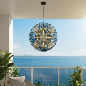 CIFbuy Handmade Large Blue Purple Mandala Metal Wind Chime, Weather Resistant Boho Outdoor Hanging Ornament for Patio Garden, Hanging Ornament fo (Option: 55752618)