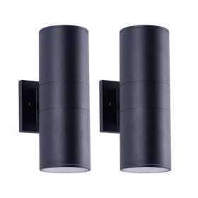 12 Inch Modern Outdoor Porch Light Patio Light In 2 Lights With Aluminum Cylinder And Tempered Glass Cover Waterproof Wall Sconce 2 Pack  Matte B (Option: Default)
