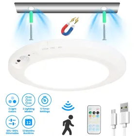 Magnetic Flush Ceiling Light Rechargeable Motion Sensor Ceiling Light Wireless Ceiling Light With Timer Remote Stepless Dimmable For Closet Stair (Option: White)