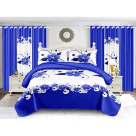 Blue White Floral Duvet Cover & Curtain Set 12 Piece, Queen Size - Coordinated Bedroom Bundle with Fitted Sheet, Pillowcases, Throw Pillow Covers (Option: Blue White Floral-King)