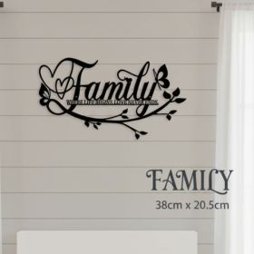 CIFbuy Vintage Rustic Black Metal Floral Wall Plaque Happy Home Rustproof Elegant Script, Farmhouse Decor Accent for Living Room, Bedroom Entrywa (Option: 09703951)
