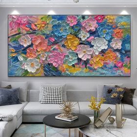 Handmade Oil Painting Color Flower Oil Painting on Canvas Original Girls Room Decor Living room Wall Decor Textured Wall Art Custom Abstract Flor (style: 01, size: 150x220cm)