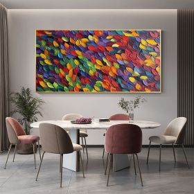 Handmade Oil Painting Large Original Colorful Feathers Oil Painting On Canvas Canvas Wall Art Abstract Colorful Painting Custom Painting Living r (style: 01, size: 100x150)