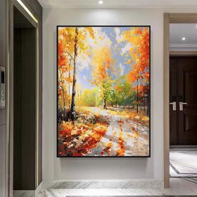 Hand Painted Oil Painting Forrest trees wall art birch trees painting abstract landsdcape art textrued oil painting Original Oil painting decorat (style: 01, size: 150x220cm)