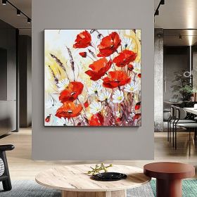 Hand Painted Oil Paintings Canvas Wall Art Decoration Modern Abstract Flowers Living Room Hallway Bedroom Luxurious Decorative Painting (style: 01, size: 60x60cm)