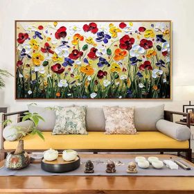 Hand Painted Oil Paintings Hand Painted Wall Art Abstract Colorful Flowers Living Room Hallway Bedroom Luxurious Decorative Painting (style: 01, size: 50x100cm)