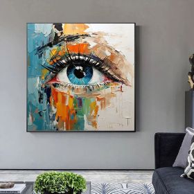 Hand Painted Oil Painting Palette Knife Eye painting Modern decorative painting Extra abstract wall art Oversized wall art face painting Bedroom (style: 01, size: 100x100cm)