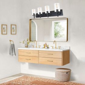 5-Light Black Bathroom Vanity Light, Black Vanity Light with Seeded Glass Shades, Modern Vanity Light Fixture for Bathroom Mirror, Bedroom (Numbers of Light: 4-Light)