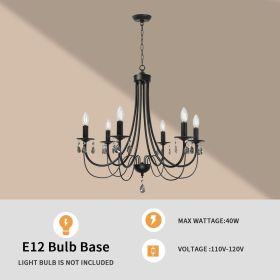 Black Crystal Chandeliers, 6 Lights Farmhouse Crystals Chandelier for Dining Room (Color: Black, Numbers of Light: 6-Light)