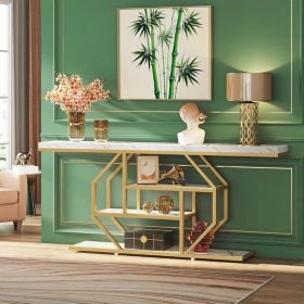 Console Table (Color: Faux Marble White)