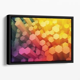 Dimensional Hexagons Floating Framed Canvas (Color: Black, size: 36" x 24" / 90cm x 60cm (approx))