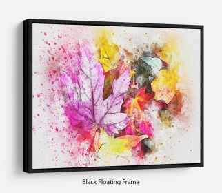 Coloured Leaves Floating Frame Canvas (Color: Oak, size: 16" x 12" / 42cm x 30cm (approx))