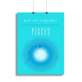 Pisces Zodiac Dream Art Canvas Print or Poster (Type: Standard Framed Canvas Print, size: 40" x 26" / 100cm x 65cm approx)