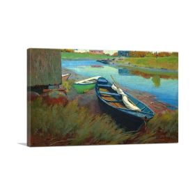 Boats at Rest 1895 (Type: Standard Framed Canvas Print, size: 12" x 8" / 30cm x 20cm (approx))