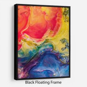 Abstract Red And Blue Floating Frame Canvas (Color: Dark Walnut, size: 32" x 24" / 80cm x 60cm (approx))