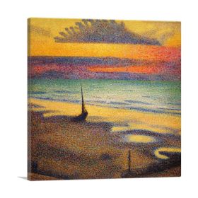 The Beach At Heist 1891 (Type: Standard Framed Canvas Print, size: 24" x 24" / 60cm x 60cm (approx))