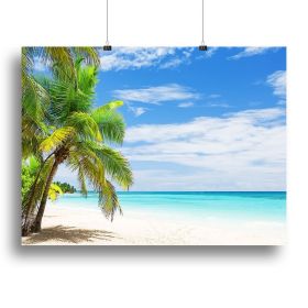 Coconut Palm trees on white sandy beach Canvas Print or Poster (Type: Poster Print, size: 28" x 20" / 70cm x 50cm (approx))