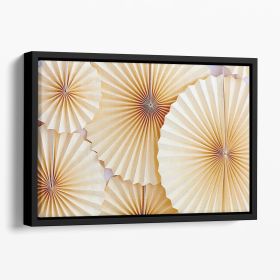 Paper Fans Floating Framed Canvas (Color: Black, size: 16" x 12" / 42cm x 30cm (approx))
