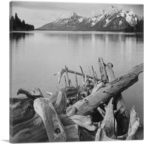 Jackson Lake - Grand Teton National Park - Wyoming (Type: Standard Framed Canvas Print, size: 36" x 36" / 90cm x 90cm (approx))
