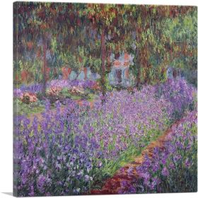 Irises In Monet's Garden (Type: Standard Framed Canvas Print, size: 36" x 36" / 90cm x 90cm (approx))