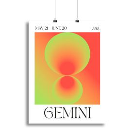 Gemini Celestial Harmony Print Canvas Print or Poster (Type: Standard Framed Canvas Print, size: 28" x 20" / 70cm x 50cm approx)