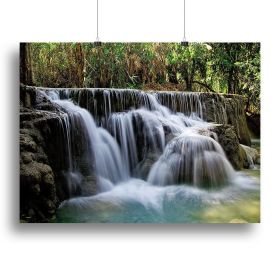 Kuang Si-Falls Canvas Print or Poster (Type: Standard Framed Canvas Print, size: 12" x 8" / 30cm x 20cm (approx))