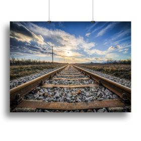 Train Track Canvas Print or Poster (Type: Poster Print, size: 16" x 12" / 42cm x 30cm (approx))