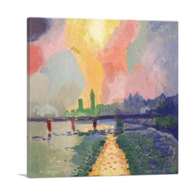 Charing Cross Bridge (Type: Standard Framed Canvas Print, size: 16" x 16" / 42cm x 42cm (approx))