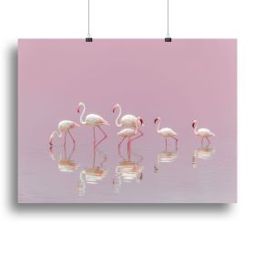 Flamingos Canvas Print or Poster (Type: Standard Framed Canvas Print, size: 32" x 24" / 80cm x 60cm approx)