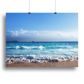 Seychelles beach in sunset time Canvas Print or Poster (Type: Poster Print, size: 28" x 20" / 70cm x 50cm (approx))