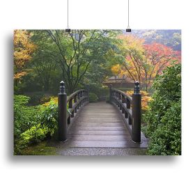 Japanese Garden Oregon in Autumn Canvas Print or Poster (Type: Standard Framed Canvas Print, size: 12" x 8" / 30cm x 20cm (approx))