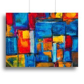 Blue and Red Square Abstract Painting Canvas Print or Poster (Type: Poster Print, size: 40" x 26" / 100cm x 65cm (approx))