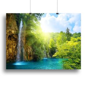 waterfalls in deep forest Canvas Print or Poster (Type: Poster Print, size: 28" x 20" / 70cm x 50cm (approx))