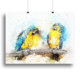 Watercolour Parrots Canvas Print or Poster (Type: Poster Print, size: 16" x 12" / 42cm x 30cm (approx))