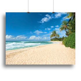 Untouched sandy beach with palms trees Canvas Print or Poster (Type: Poster Print, size: 28" x 20" / 70cm x 50cm (approx))