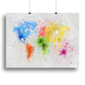 world map painting Canvas Print or Poster (Type: Standard Framed Canvas Print, size: 40" x 26" / 100cm x 65cm (approx))
