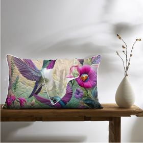 2 Pcs Of Tropical Hummingbird Art Bedroom Satin Printed Soft And Skin Friendly Pillowcase Suitable For All Seasons (Option: 51x91cm-Purple)
